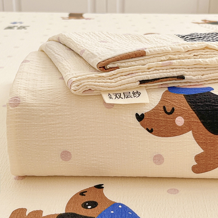 91家纺网 家纺一手货源 找家纺 维娜斯家纺 2025新款A类水洗棉双层纱床单单件 欢度节日