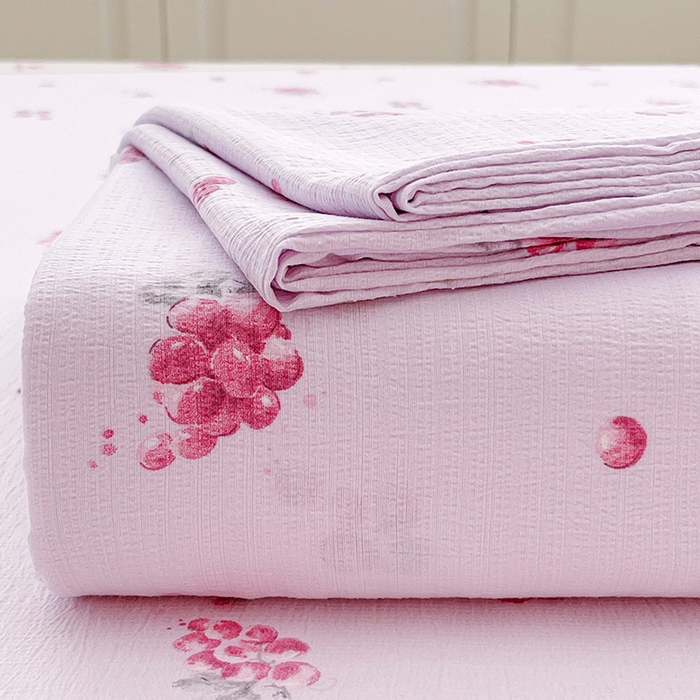 91家纺网 家纺一手货源 找家纺 维娜斯家纺 2025新款A类水洗棉双层纱床单单件 夏日盛果