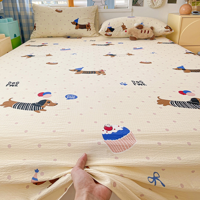 91家纺网 家纺一手货源 找家纺 维娜斯家纺 2025新款A类水洗棉双层纱床单单件 欢度节日