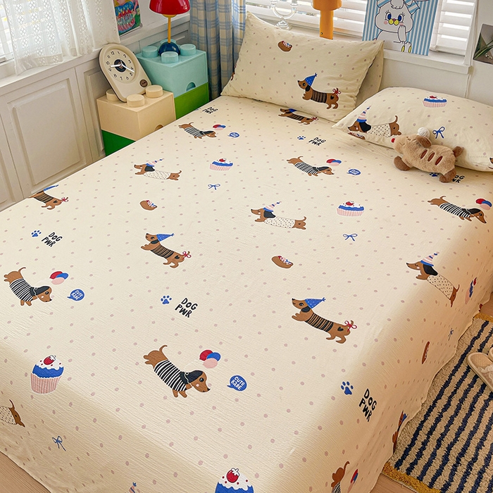 91家纺网 家纺一手货源 找家纺 维娜斯家纺 2025新款A类水洗棉双层纱床单单件 欢度节日