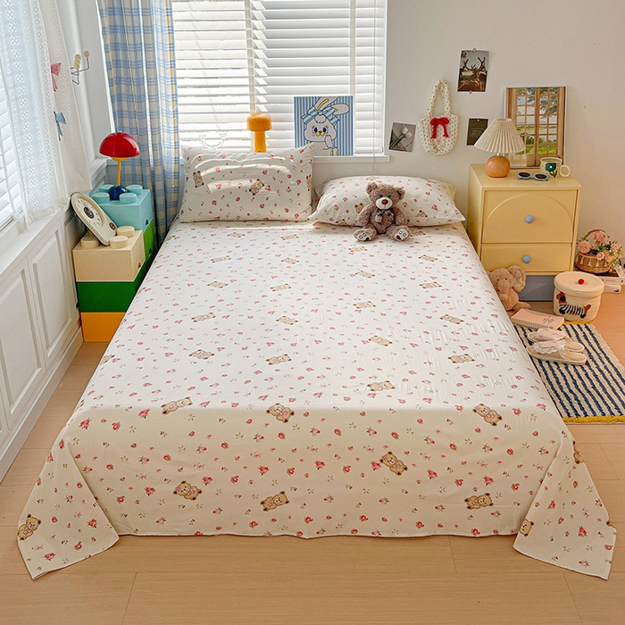 维娜斯家纺 2025新款A类水洗棉双层纱床单单件 小熊花园