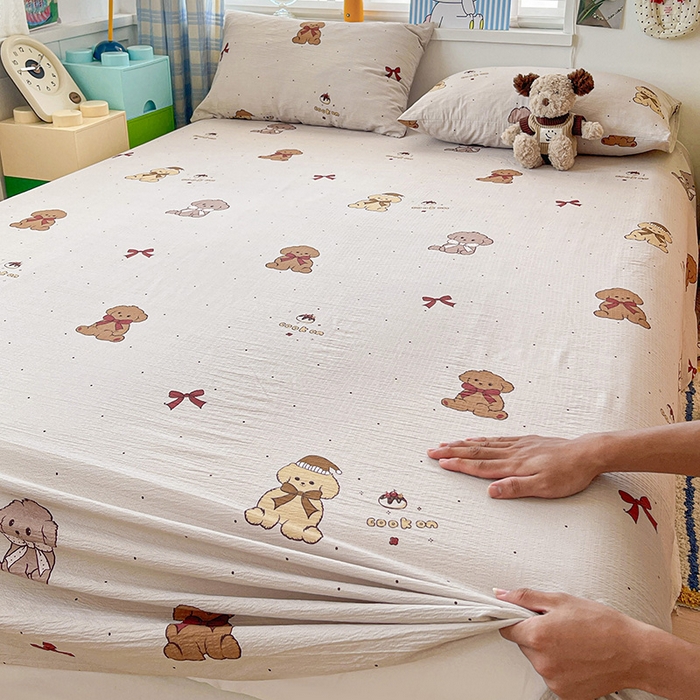 91家纺网 家纺一手货源 找家纺 维娜斯家纺 2025新款A类水洗棉双层纱床单单件 甜心派对