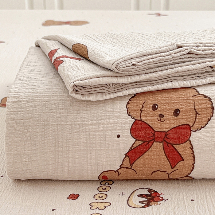 91家纺网 家纺一手货源 找家纺 维娜斯家纺 2025新款A类水洗棉双层纱床单单件 甜心派对