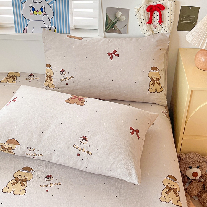 91家纺网 家纺一手货源 找家纺 维娜斯家纺 2025新款A类水洗棉双层纱床单单件 甜心派对