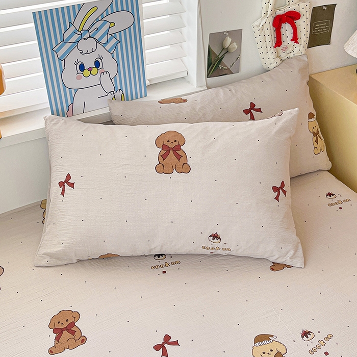 91家纺网 家纺一手货源 找家纺 维娜斯家纺 2025新款A类水洗棉双层纱床单单件 甜心派对