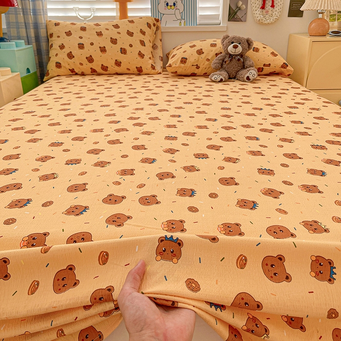 91家纺网 家纺一手货源 找家纺 维娜斯家纺 2025新款A类水洗棉双层纱床单单件 小熊梦梦