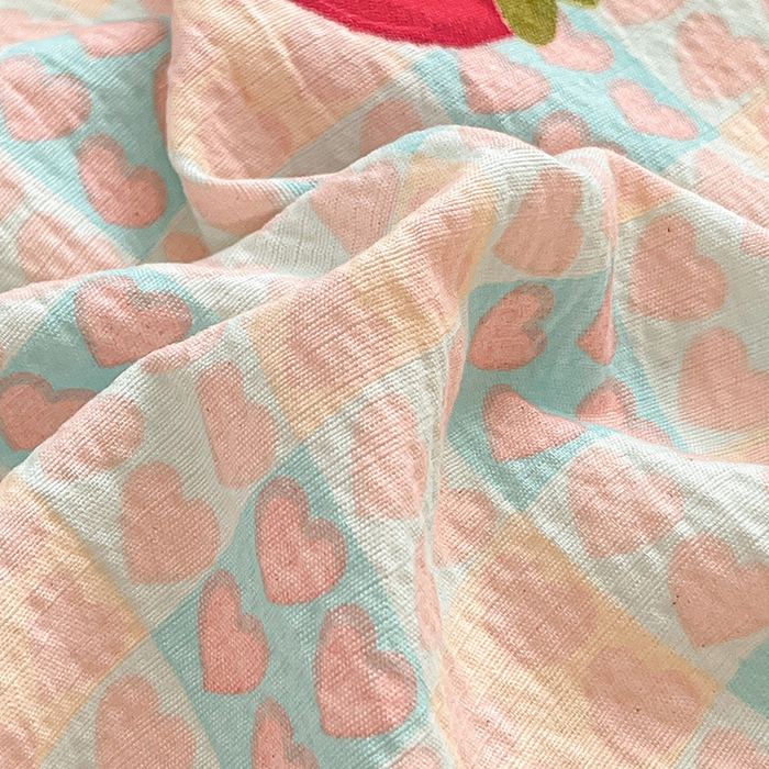 91家纺网 家纺一手货源 找家纺 维娜斯家纺 2025新款A类水洗棉双层纱床单单件 奶油草莓