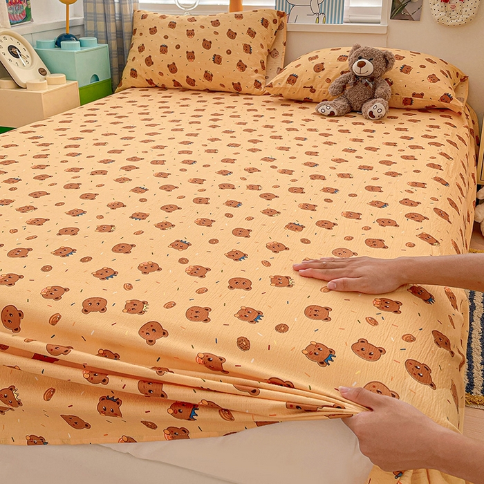 91家纺网 家纺一手货源 找家纺 维娜斯家纺 2025新款A类水洗棉双层纱床单单件 小熊梦梦