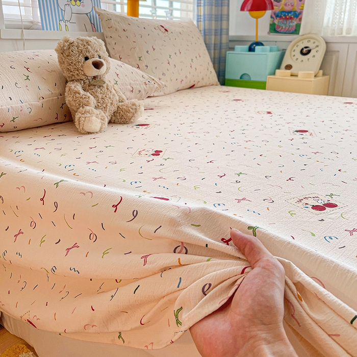 91家纺网 家纺一手货源 找家纺 维娜斯家纺 2025新款A类水洗棉双层纱床单单件 森林派对