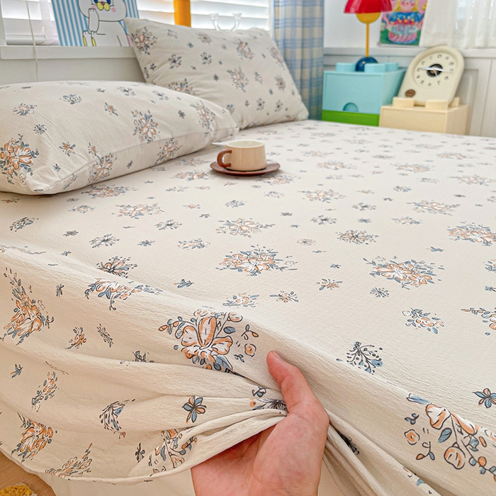 91家纺网 家纺一手货源 找家纺 维娜斯家纺 2025新款A类水洗棉双层纱床单单件 悠然南山