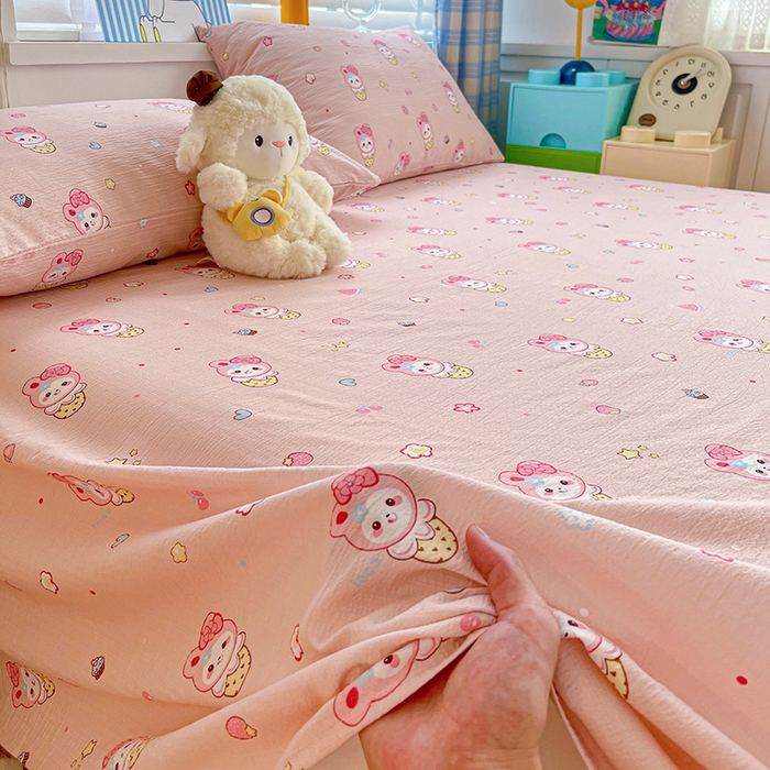 91家纺网 家纺一手货源 找家纺 维娜斯家纺 2025新款A类水洗棉双层纱床单单件 小兔莉莉