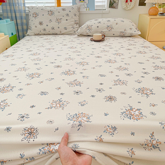 91家纺网 家纺一手货源 找家纺 维娜斯家纺 2025新款A类水洗棉双层纱床单单件 悠然南山