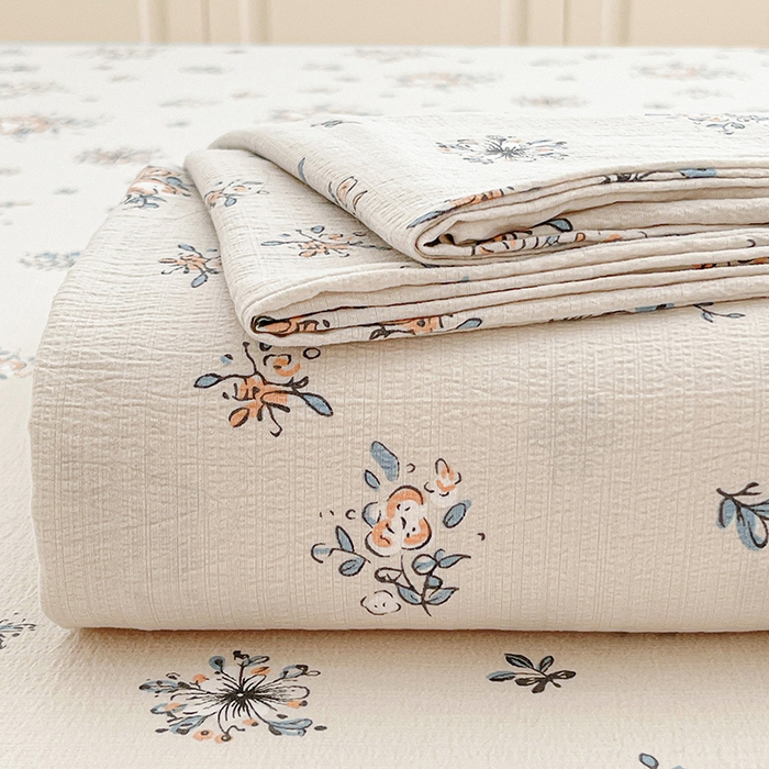 91家纺网 家纺一手货源 找家纺 维娜斯家纺 2025新款A类水洗棉双层纱床单单件 悠然南山