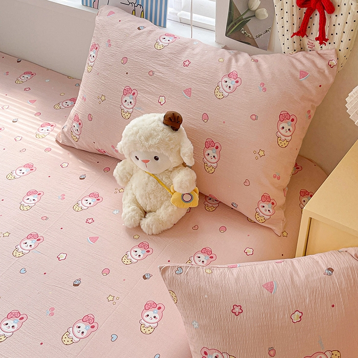 91家纺网 家纺一手货源 找家纺 维娜斯家纺 2025新款A类水洗棉双层纱床单单件 小兔莉莉