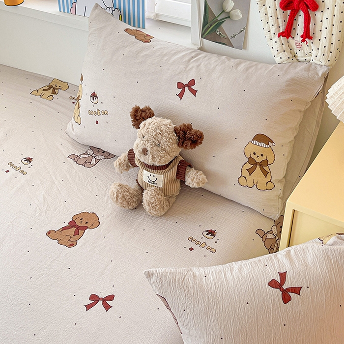 91家纺网 家纺一手货源 找家纺 维娜斯家纺 2025新款A类水洗棉双层纱床单单件 甜心派对