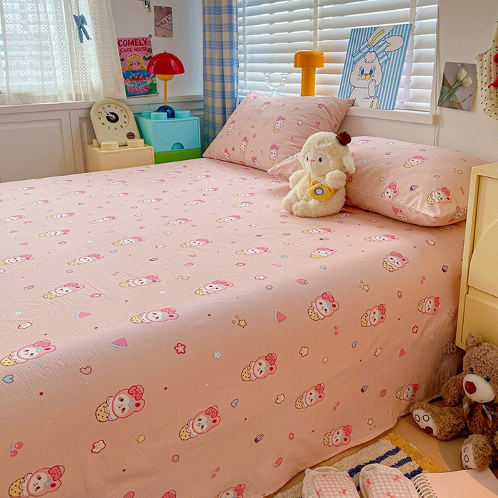 91家纺网 家纺一手货源 找家纺 维娜斯家纺 2025新款A类水洗棉双层纱床单单件 小兔莉莉