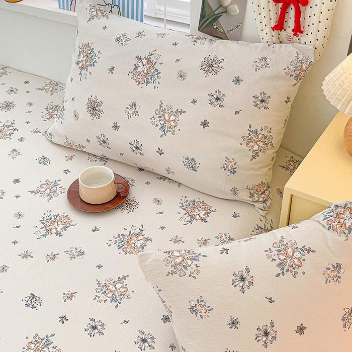 91家纺网 家纺一手货源 找家纺 维娜斯家纺 2025新款A类水洗棉双层纱床单单件 悠然南山