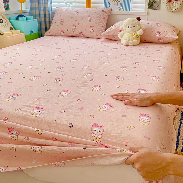 91家纺网 家纺一手货源 找家纺 维娜斯家纺 2025新款A类水洗棉双层纱床单单件 小兔莉莉