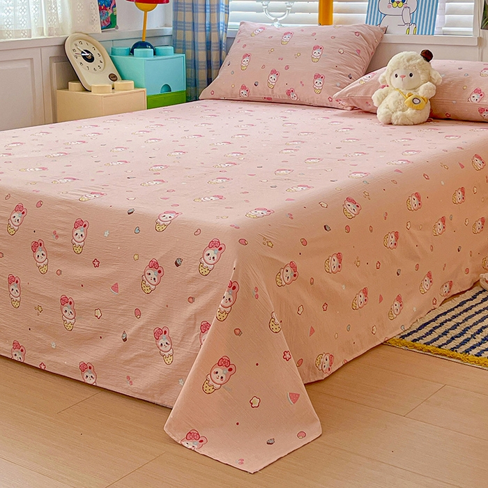 91家纺网 家纺一手货源 找家纺 维娜斯家纺 2025新款A类水洗棉双层纱床单单件 小兔莉莉