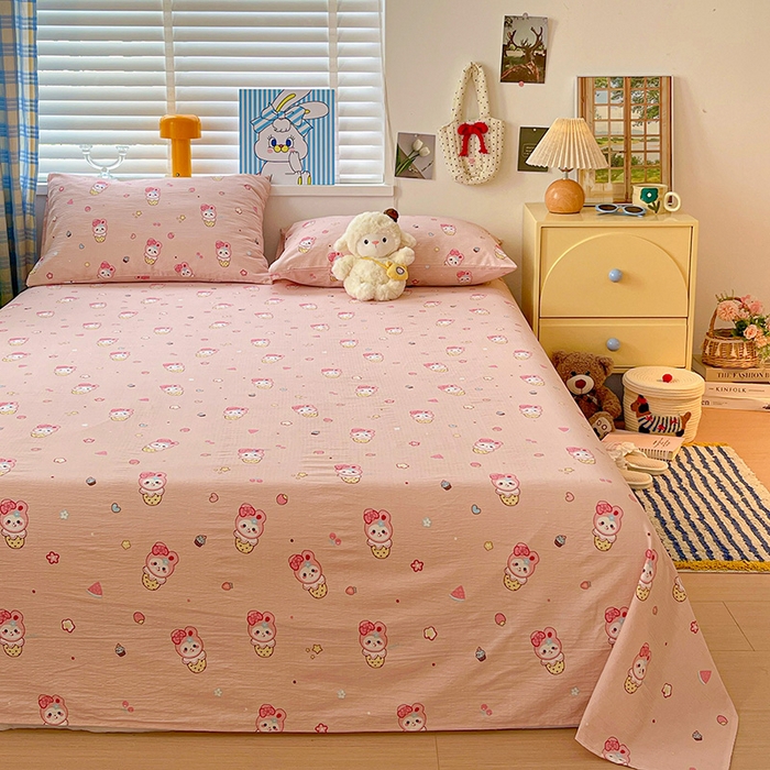 91家纺网 家纺一手货源 找家纺 维娜斯家纺 2025新款A类水洗棉双层纱床单单件 小兔莉莉