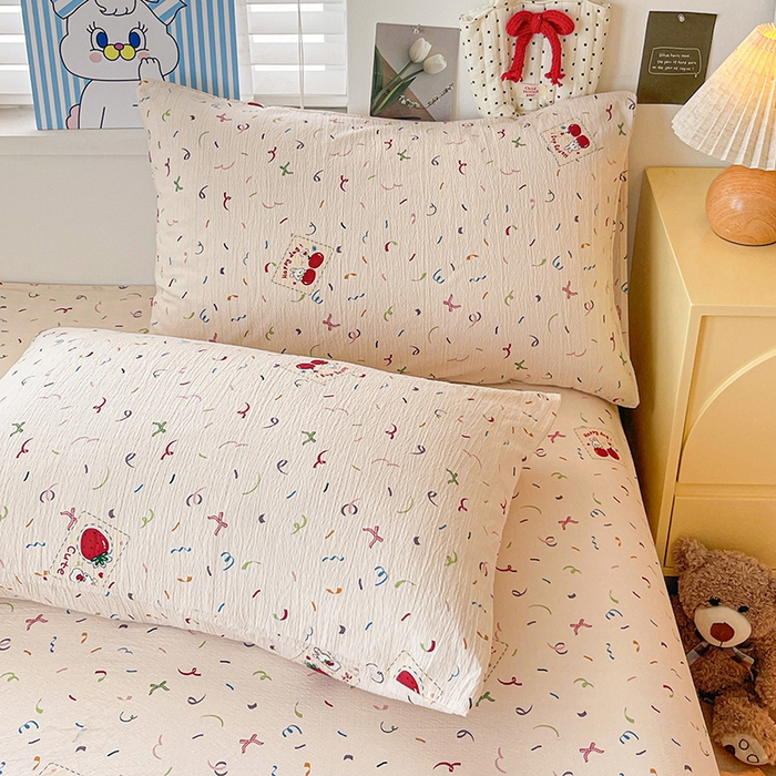 91家纺网 家纺一手货源 找家纺 维娜斯家纺 2025新款A类水洗棉双层纱床单单件 森林派对