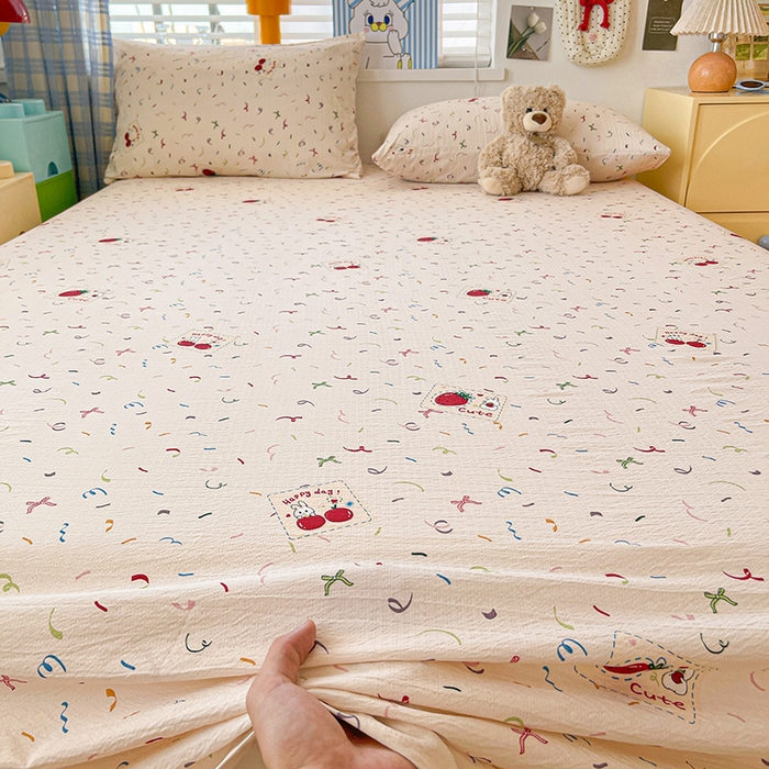 91家纺网 家纺一手货源 找家纺 维娜斯家纺 2025新款A类水洗棉双层纱床单单件 森林派对