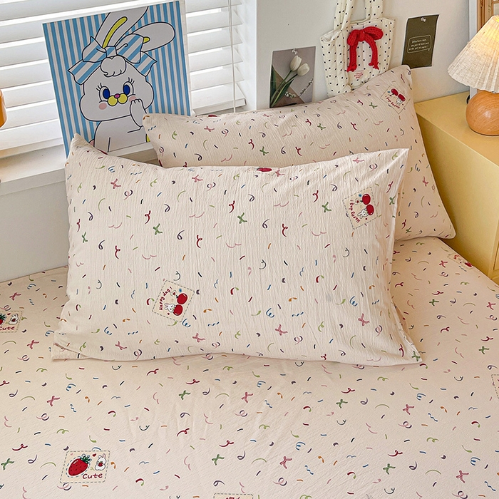 91家纺网 家纺一手货源 找家纺 维娜斯家纺 2025新款A类水洗棉双层纱床单单件 森林派对