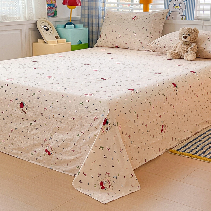 91家纺网 家纺一手货源 找家纺 维娜斯家纺 2025新款A类水洗棉双层纱床单单件 森林派对