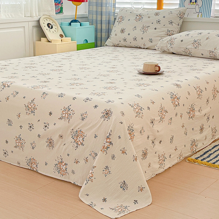 91家纺网 家纺一手货源 找家纺 维娜斯家纺 2025新款A类水洗棉双层纱床单单件 悠然南山