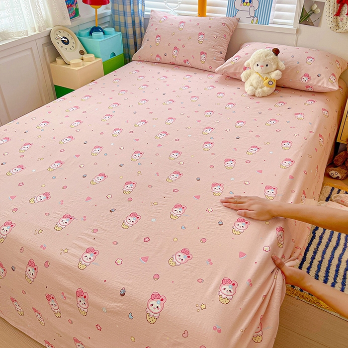 91家纺网 家纺一手货源 找家纺 维娜斯家纺 2025新款A类水洗棉双层纱床单单件 小兔莉莉