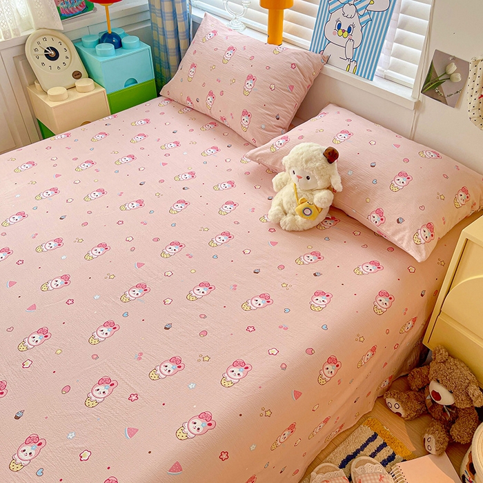 91家纺网 家纺一手货源 找家纺 维娜斯家纺 2025新款A类水洗棉双层纱床单单件 小兔莉莉