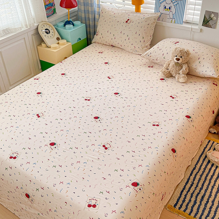 91家纺网 家纺一手货源 找家纺 维娜斯家纺 2025新款A类水洗棉双层纱床单单件 森林派对