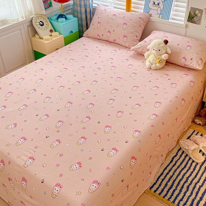 91家纺网 家纺一手货源 找家纺 维娜斯家纺 2025新款A类水洗棉双层纱床单单件 小兔莉莉