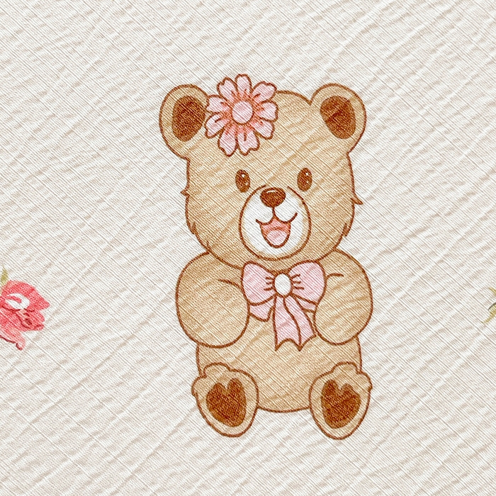 91家纺网 家纺一手货源 找家纺 维娜斯家纺 2025新款A类水洗棉双层纱床单单件 小熊花园