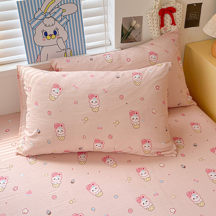 91家纺网 家纺一手货源 找家纺 维娜斯家纺 2025新款A类水洗棉双层纱床单单件 小兔莉莉