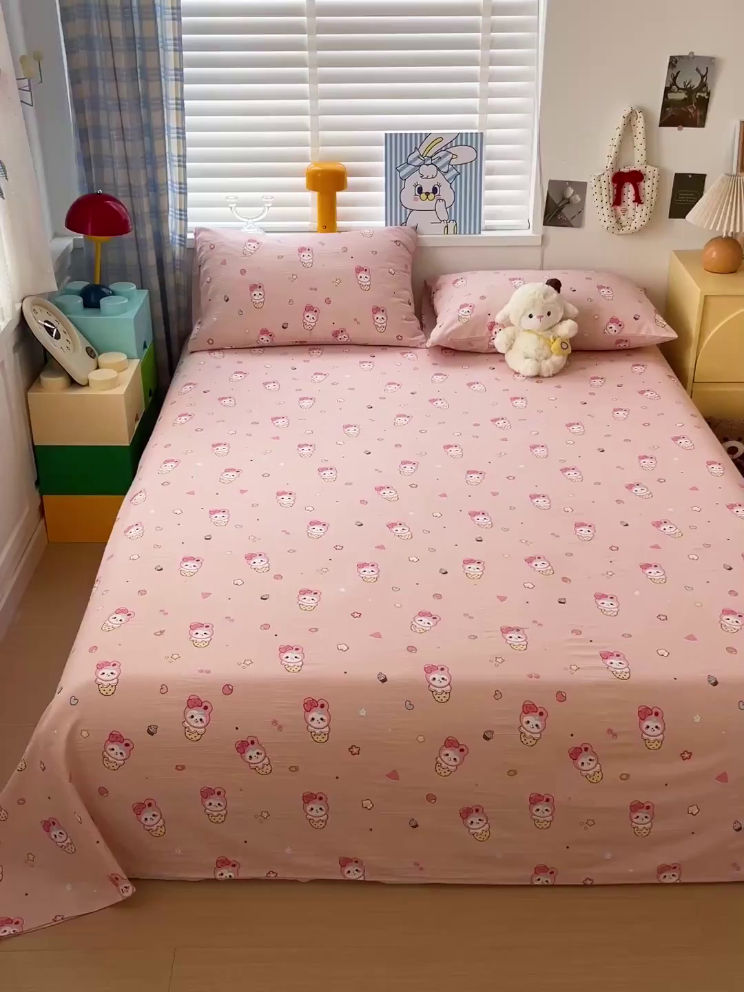 91家纺网 家纺一手货源 找家纺 维娜斯家纺 2025新款A类水洗棉双层纱床单单件 小兔莉莉