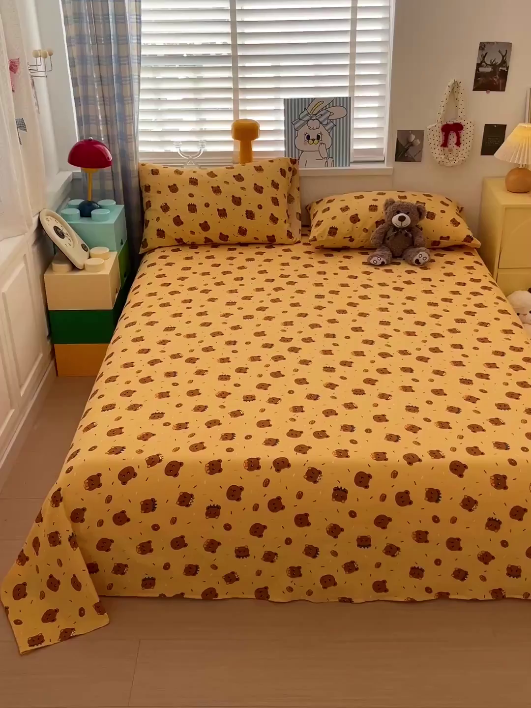 91家纺网 家纺一手货源 找家纺 维娜斯家纺 2025新款A类水洗棉双层纱床单单件 小熊梦梦