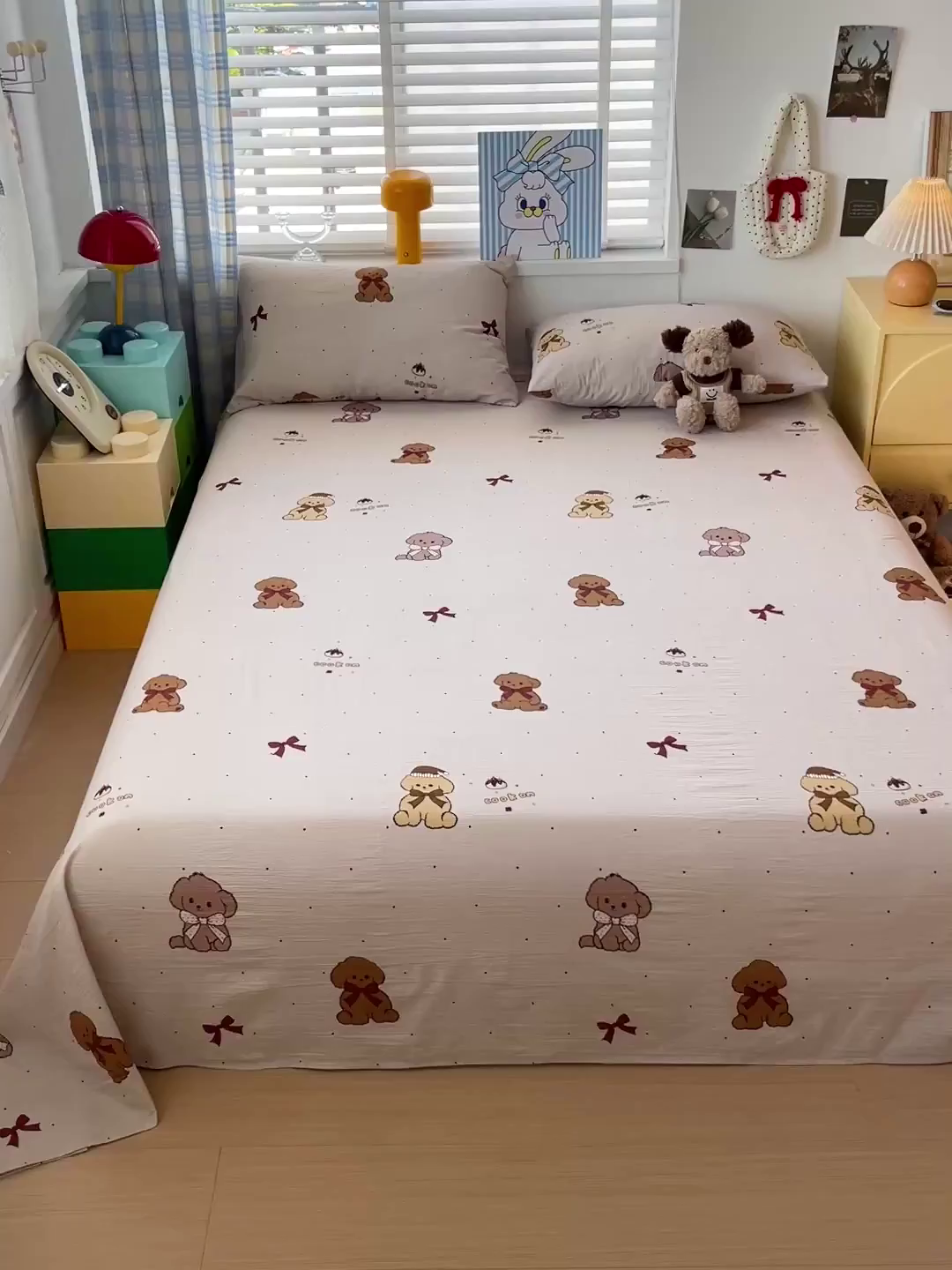 91家纺网 家纺一手货源 找家纺 维娜斯家纺 2025新款A类水洗棉双层纱床单单件 甜心派对