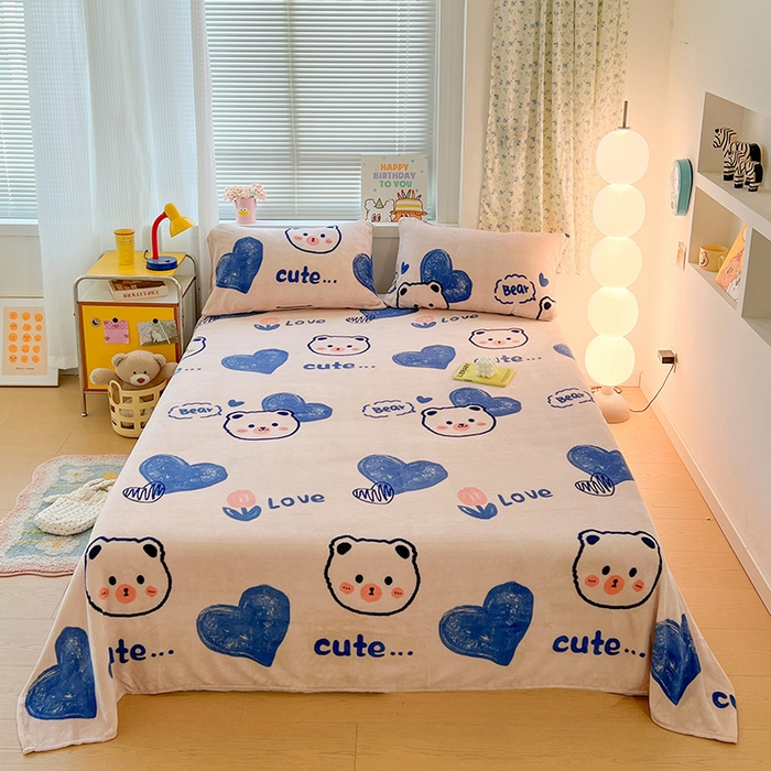 91家纺网 家纺一手货源 找家纺 （总）维娜斯家纺 2025新款卡通牛奶绒印花床单单件