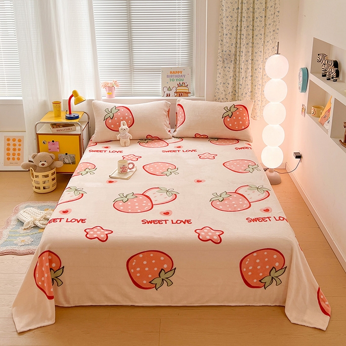 91家纺网 家纺一手货源 找家纺 （总）维娜斯家纺 2025新款卡通牛奶绒印花床单单件