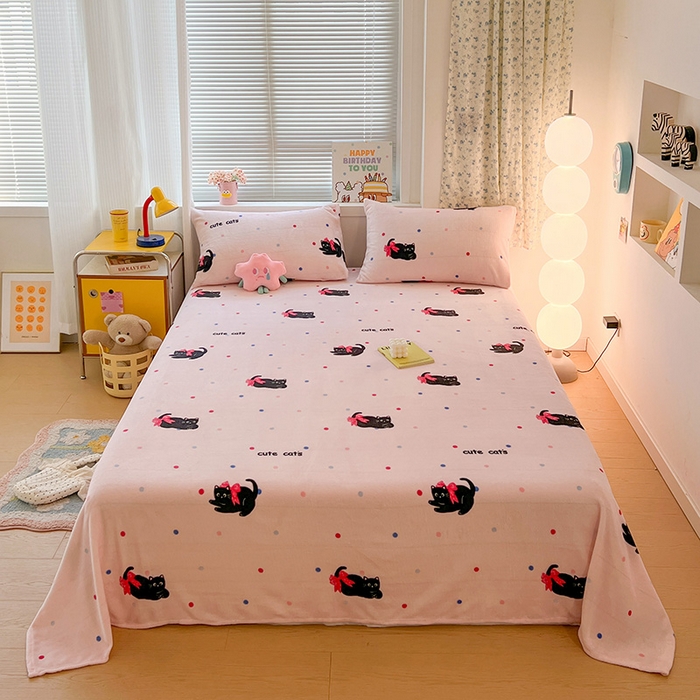 91家纺网 家纺一手货源 找家纺 （总）维娜斯家纺 2025新款卡通牛奶绒印花床单单件