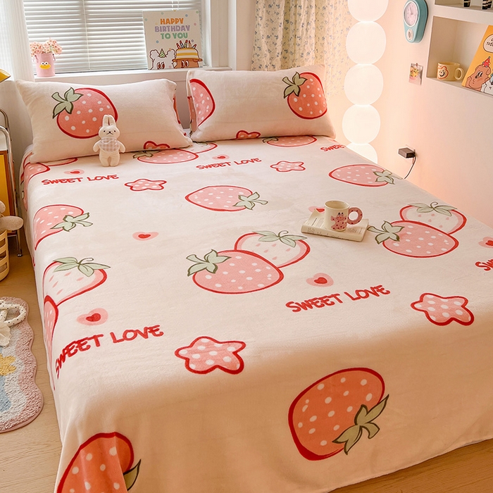 91家纺网 家纺一手货源 找家纺 （总）维娜斯家纺 2025新款卡通牛奶绒印花床单单件