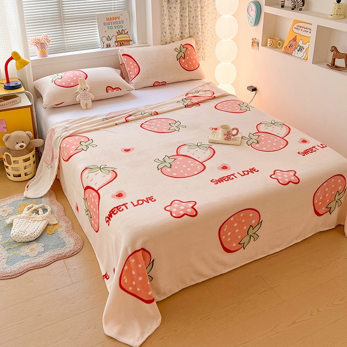 91家纺网 家纺一手货源 找家纺 （总）维娜斯家纺 2025新款卡通牛奶绒印花床单单件