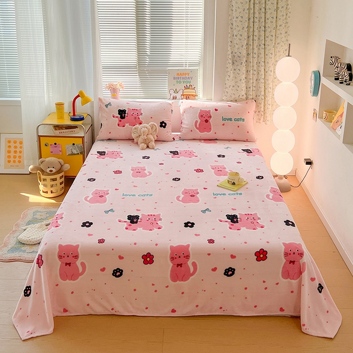 91家纺网 家纺一手货源 找家纺 （总）维娜斯家纺 2025新款卡通牛奶绒印花床单单件