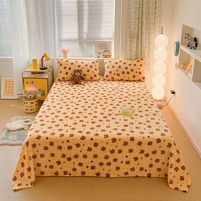 91家纺网 家纺一手货源 找家纺 （总）维娜斯家纺 2025新款卡通牛奶绒印花床单单件