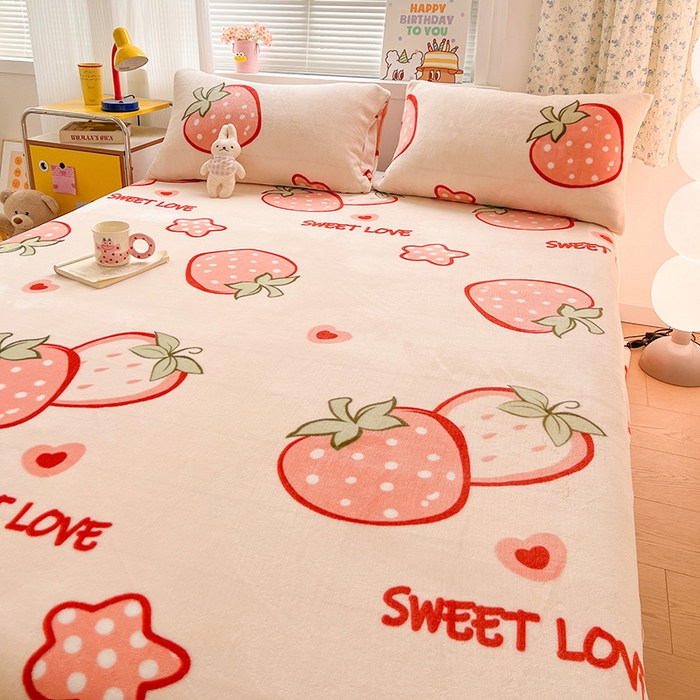 91家纺网 家纺一手货源 找家纺 （总）维娜斯家纺 2025新款卡通牛奶绒印花床单单件