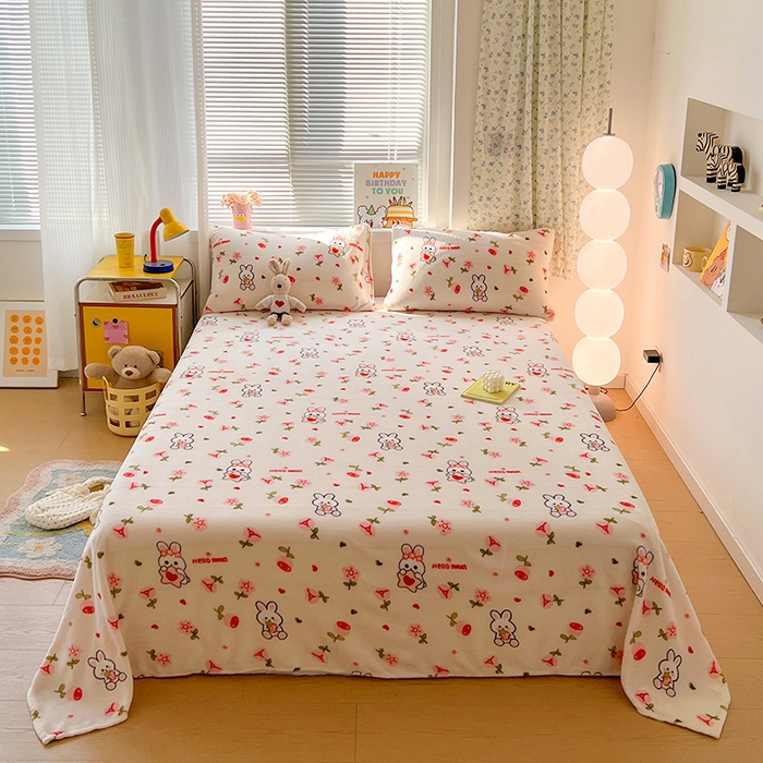 91家纺网 家纺一手货源 找家纺 （总）维娜斯家纺 2025新款卡通牛奶绒印花床单单件