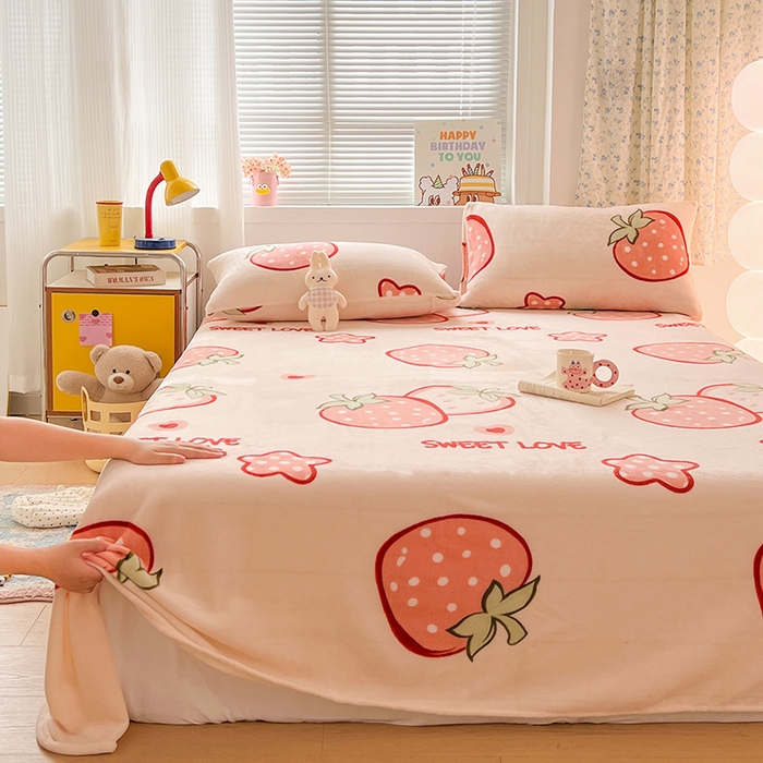 91家纺网 家纺一手货源 找家纺 （总）维娜斯家纺 2025新款卡通牛奶绒印花床单单件