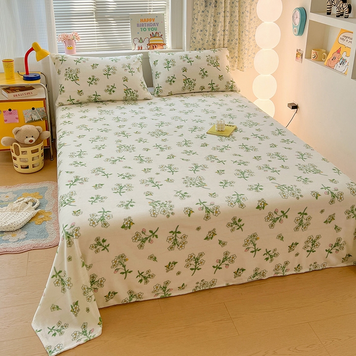 91家纺网 家纺一手货源 找家纺 维娜斯家纺 2025新款卡通牛奶绒印花床单单件 仙草