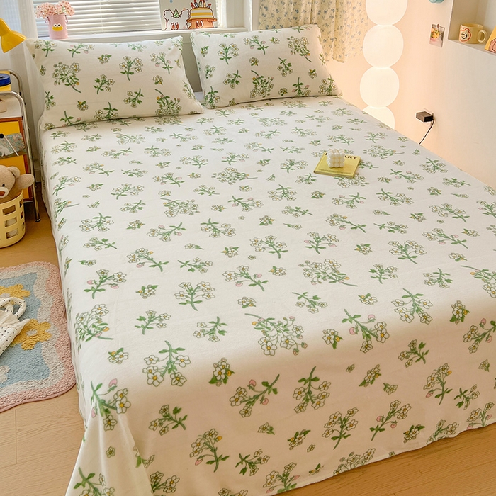 91家纺网 家纺一手货源 找家纺 维娜斯家纺 2025新款卡通牛奶绒印花床单单件 仙草